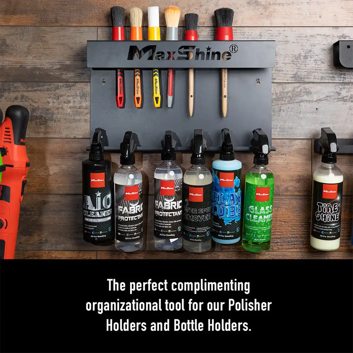 Brush and Trigger Bottle Holder and Wall-Mounted Organizer for Detailing Tools